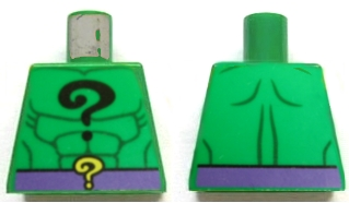 Lego Torso Batman Black Question Mark on Chest and Yellow Question Mark on Dark Purple Belt Pattern / Green
