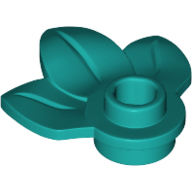 Lego Plant, Plate 1 x 1 Round with 3 Leaves / Dark Turquoise