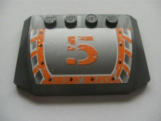 Lego Wedge 4 x 6 x 2/3 Triple Curved with Orange '5' Pattern (Sticker) - Set 8137