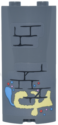 Lego Cylinder Quarter 2 x 2 x 5 with 1 x 1 Cutout with Black Brick Wall and Bright Light Yellow and Medium Blue Creature and Dots Pattern (Stickers) - Set 76467