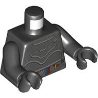 Lego Torso Droid with Plates and Red, Blue, and Yellow Wires Print, Black Arms and Hands / Black