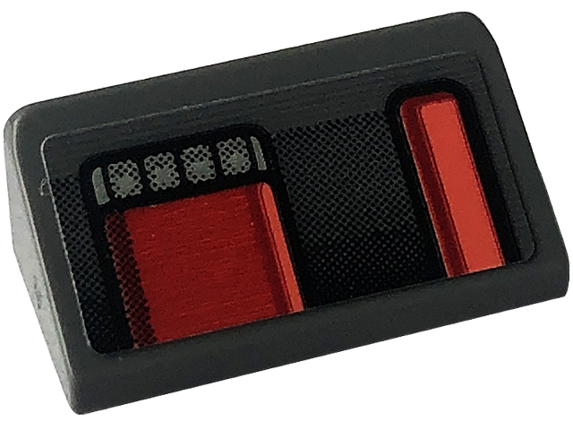 Lego Slope 30 1 x 2 x 2/3 with Red Taillights with Black Outline Pattern Model Right Side (Sticker) - Set 42126 / Dark Bluish Gray