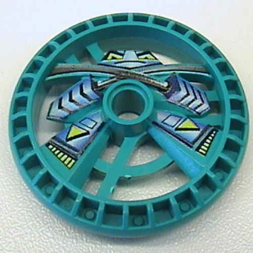 Lego Technic Disc 5 x 5 Notched, Ninja Print / Dark Turquoise