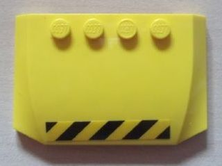 Lego Wedge 4 x 6 x 2/3 Triple Curved with Black and Yellow Danger Stripes Pattern (Sticker) - Set 7249