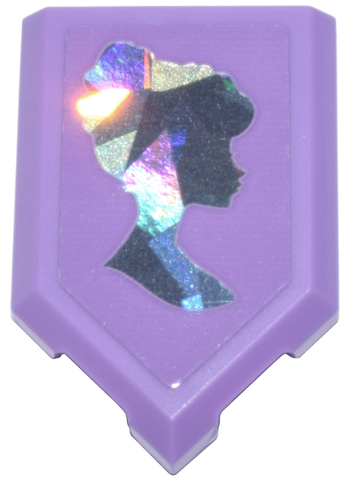 Lego Tile, Modified 2 x 3 Pentagonal with Silver Holographic Silhouette Portrait of Anna Pattern (Sticker) - Set 43244 / Medium Lavender