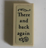 Lego Tile 1 x 2 with Black Ornate Filigree and 'There and back again' Pattern (Sticker) - Set 10316 / Tan