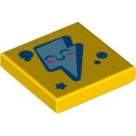 Lego Tile 2 x 2 with Blue and Bright Light Blue Lightning Bolt, Face Print