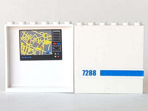 Lego Panel 1 x 6 x 5 with Street Map on Inside and Blue '7288' and Stripe on Outside Pattern (Stickers) - Set 7288 / White