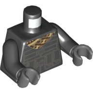 Lego Torso Jacket with Straps, Belt with Pouches and Plaid Bandana Print, Black Arms, Dark Bluish Gray Hands / Black