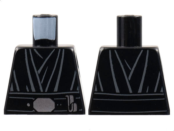 Lego Torso SW Tunic, Dark Bluish Gray Contour Lines, Large Silver Buckle and Lightsaber Clip Pattern / Black