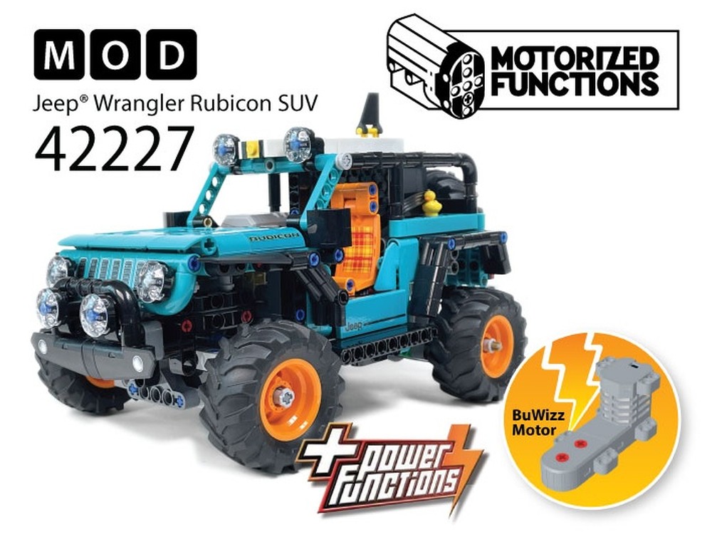 Lego 42227 Jeep® Wrangler Rubicon SUV RC MOD for Power Function & BuWizz Mortors