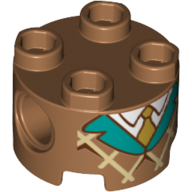 Lego Brick Round 2 x 2, Pin Holes with Suit, Tie, Azure Lapels, Waffle print
