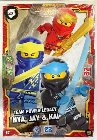 Lego NINJAGO Trading Card Game (German) Series 8 - # 57 Team Power Legacy Nya, Jay & Kai