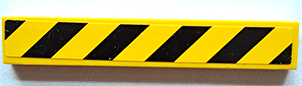 Lego Tile 1 x 6 with Black and Yellow Danger Stripes Pattern (Sticker) - Set 8424