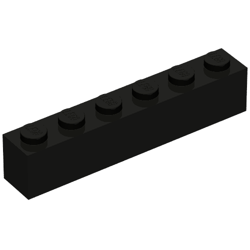 Lego Brick 1 x 6 without Bottom Tubes, with 2 Raised Cross Supports / Black