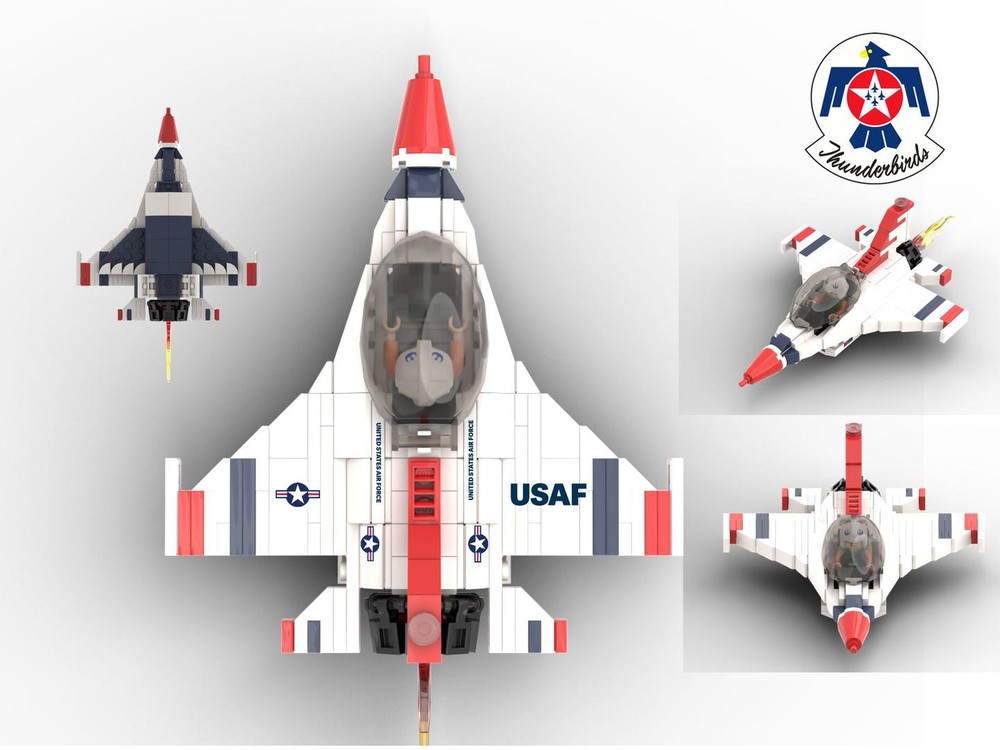Lego F-16 ThunderBird Demo Team chibi scale