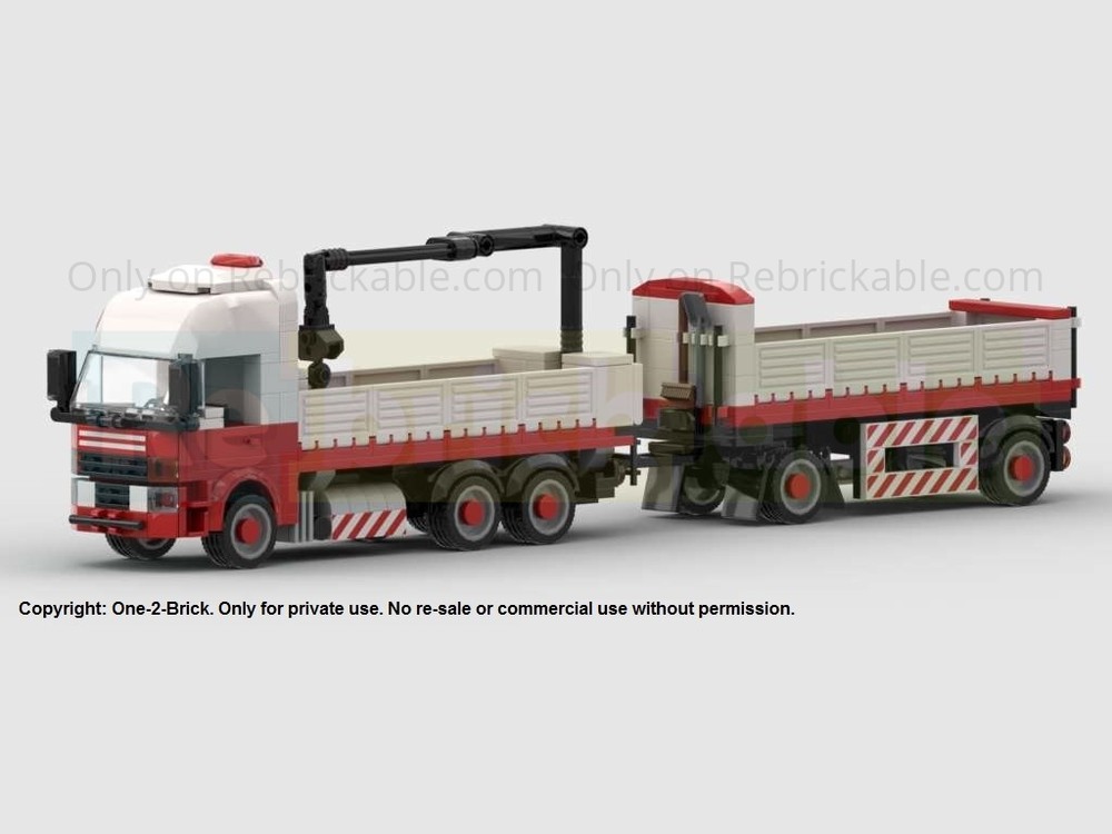 Lego Building material truck with crane and trailer