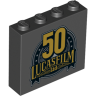 Lego Brick 1 x 4 x 3 with '50 LUCASFILM Ltd' Print / Black