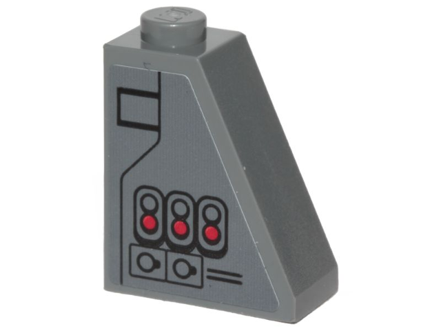 Lego Slope 65 2 x 1 x 2 with Black Ace TIE Interceptor Pattern Model Right Side (Sticker) - Set 75242 / Dark Bluish Gray
