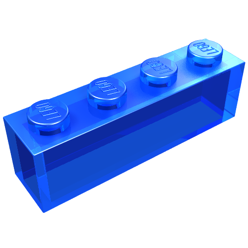 Lego Brick 1 x 4 without Bottom Tubes / Trans-Dark Blue