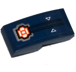 Lego Slope, Curved 2 x 1 x 2/3 with Circuitry, Orange Microchip and 2 White Triangles Pattern (Sticker) - Set 70315