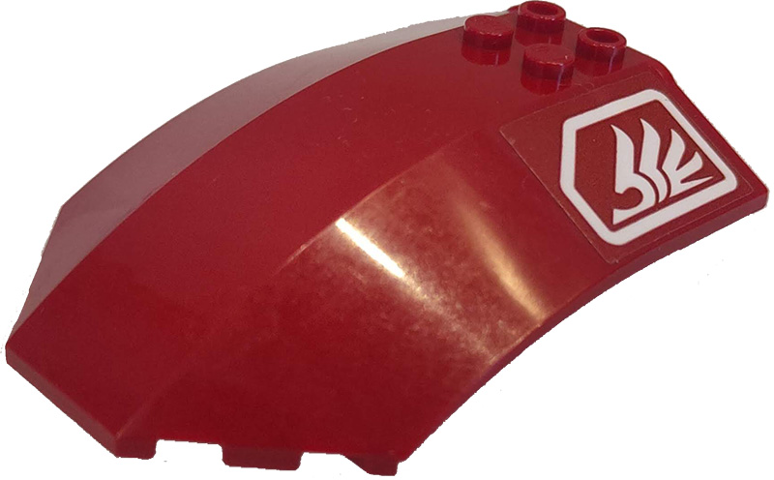 Lego Windscreen 8 x 6 x 2 Curved Sloped Sides with White Quad Wing Pattern (Sticker) - Set 7714