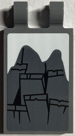 Lego Tile, Modified 2 x 3 with 2 Open O Clips with Wooden Boards with Black Outline and White Snow Pattern (Sticker) - Set 76407