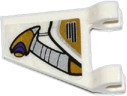 Lego Flag 2 x 2 Trapezoid with Flat Edge with Gold, Silver, and Dark Purple Aqua Jet Turbine Pattern Model Left Side (Sticker) - Set 70167