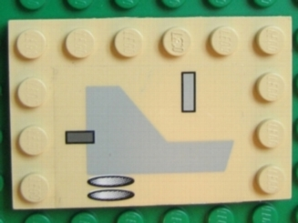 Lego Tile, Modified 4 x 6 with Studs on Edges with X-wing Pattern B (Sticker) - Set 7191
