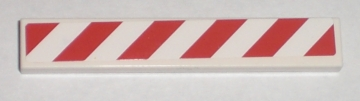 Lego Tile 1 x 6 with Red and White Danger Stripes Pattern Model Right Side (Sticker) - Set 7592 / White