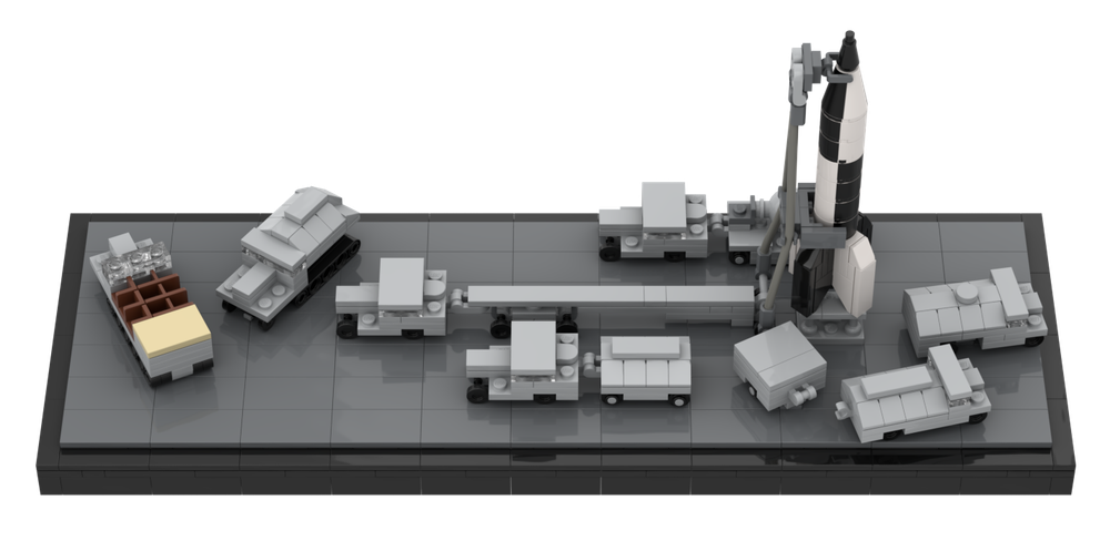 Lego A-4/V-2 rocket with Support and Supply vehicles