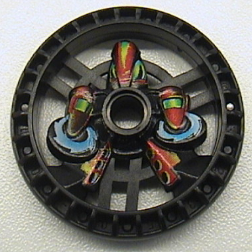 Lego Technic Disc 5 x 5 Notched, Twin Saw Print / Black