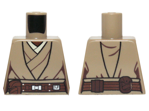 Lego Torso SW Jedi Robe, Belt and Tan Undershirt Pattern (SW Stass Allie) / Dark Tan