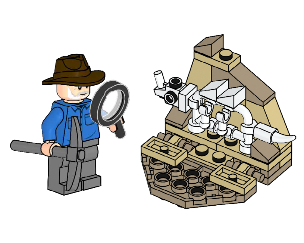 Lego Alan Grant and Dino Skeleton