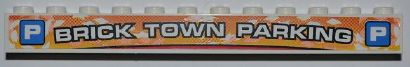 Lego Brick 1 x 12 with 'BRICK TOWN PARKING' and 2 Parking Signs Pattern (Sticker) - Set 8186 / White