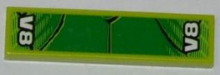 Lego Tile 1 x 4 with Scales and 'V8' on Both Ends Pattern (Sticker) - Set 8231 / Lime