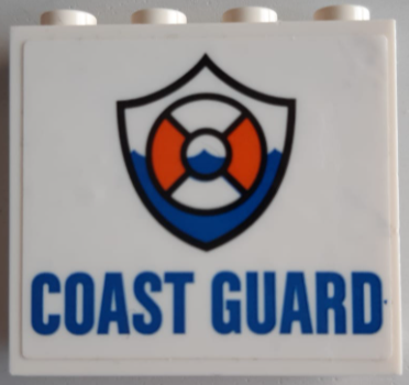 Lego Panel 1 x 4 x 3 with Side Supports - Hollow Studs with Blue 'COAST GUARD' and Logo Pattern (Sticker) - Set 60167
