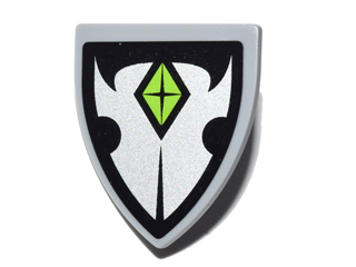 Lego Minifigure, Shield Triangular Short with Silver Insignia and Lime Diamond Pattern (Sticker) - Set 41180 / Light Bluish Gray