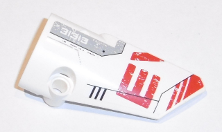 Lego Technic, Panel Fairing # 4 Small Smooth Long, Side B with Red 'E' and Half 'V' and White '31313' Pattern (Sticker) - Set 31313
