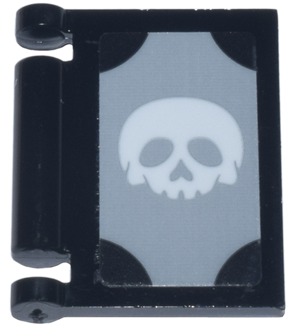 Lego Minifigure, Utensil Book Cover with White Skull on Light Bluish Gray Background with Rounded Corners Pattern (Sticker) - Set 43224