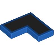 Lego Tile 2 x 2 Corner with Black Surface Print / Blue