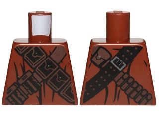 Lego Torso SW Jawa with Dark Brown and Black Pouches and Straps Pattern / Reddish Brown