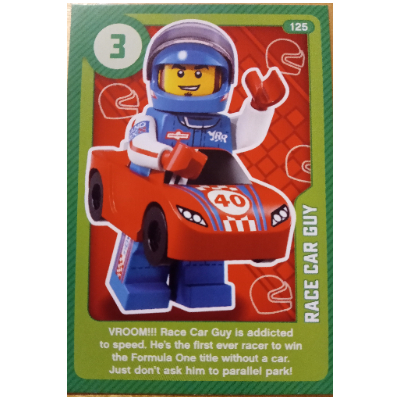 Lego Trading Card, Create the World Living Amazingly - Race Car Guy