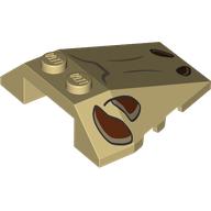 Lego Brick Wedged, Sloped 4 x 4 Triple, Stud Notches with Dino Skull, Reddish Brown Eye/Nose Holes Print
