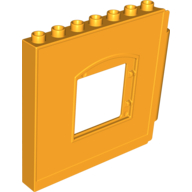 Lego Duplo Building Wall 1 x 8 x 6 with Window Opening, Hinge on Right / Bright Light Orange