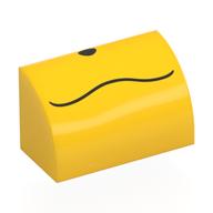 Lego Brick Curved 1 x 2 x 1 No Studs with Black Wavy Mouth, Nose Print / Yellow