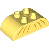 Lego Duplo Brick 2 x 4 Curved Top with Six Curved Lines (Fish Tail) Print / Bright Light Yellow