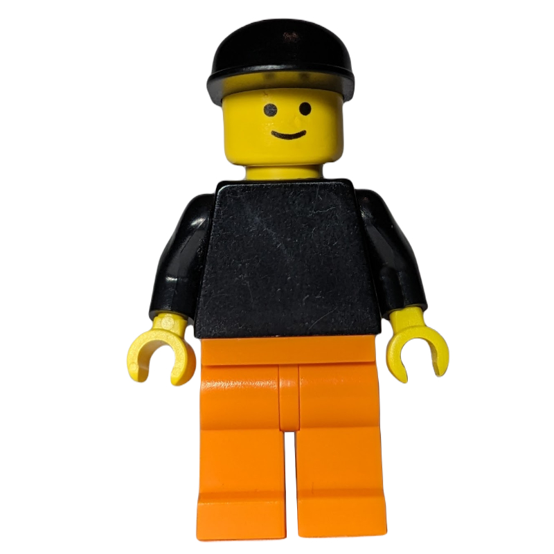 Lego Black Torso, Orange Legs, Black Cap