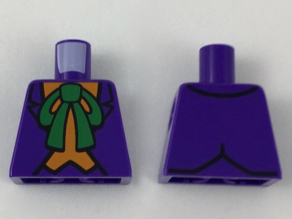Lego Torso Batman Suit with Orange Vest and Green Bow Tie Pattern (The Joker) / Dark Purple