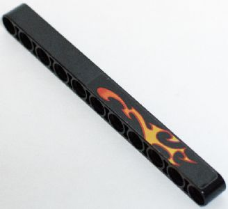 Lego Technic, Liftarm Thick 1 x 11 with Yellow and Orange Flame Pattern Model Right Side (Sticker) - Set 8646